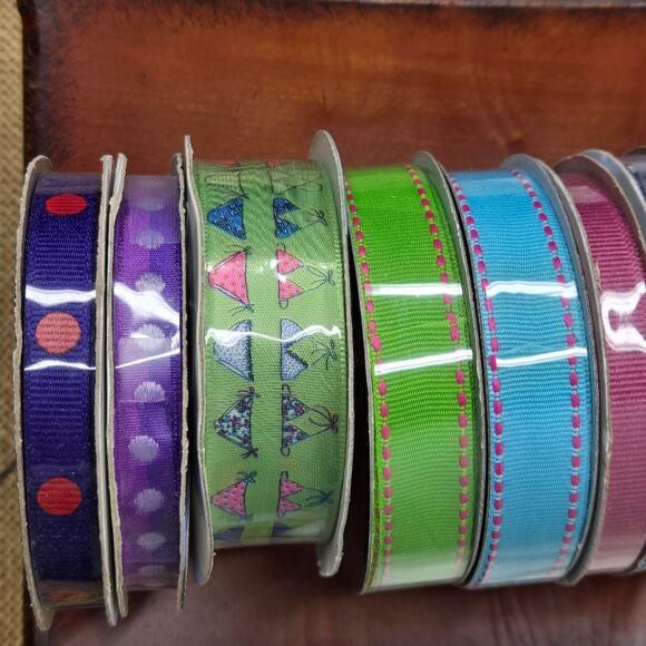 NWT Assorted Decorative Ribbon Set Grosgrain Satin Red White Green Blue Purple - Picture 3 of 5